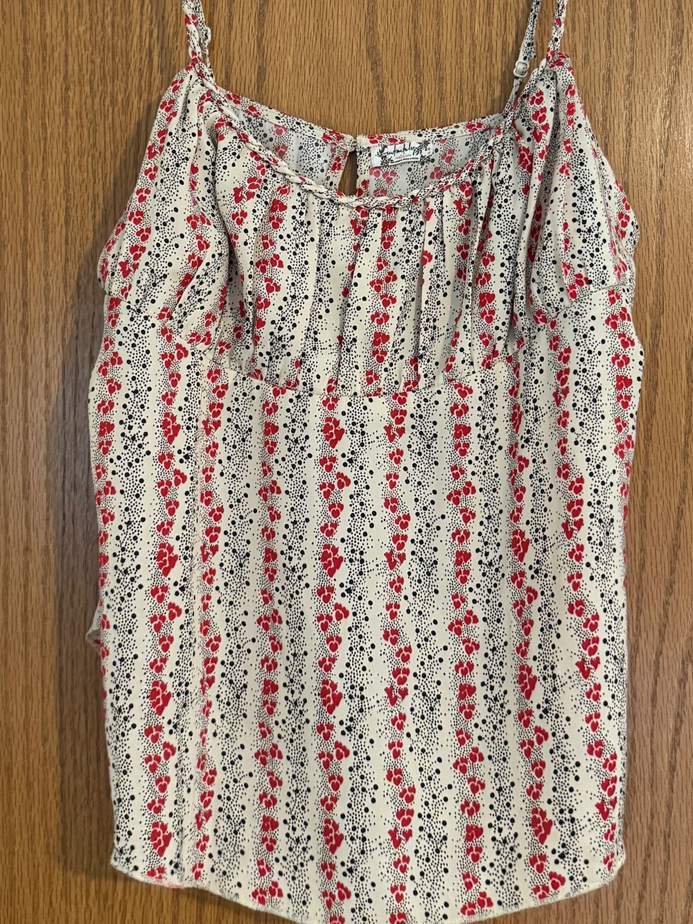 Free People Red Floral Stripe Spaghetti Strap Women's Top